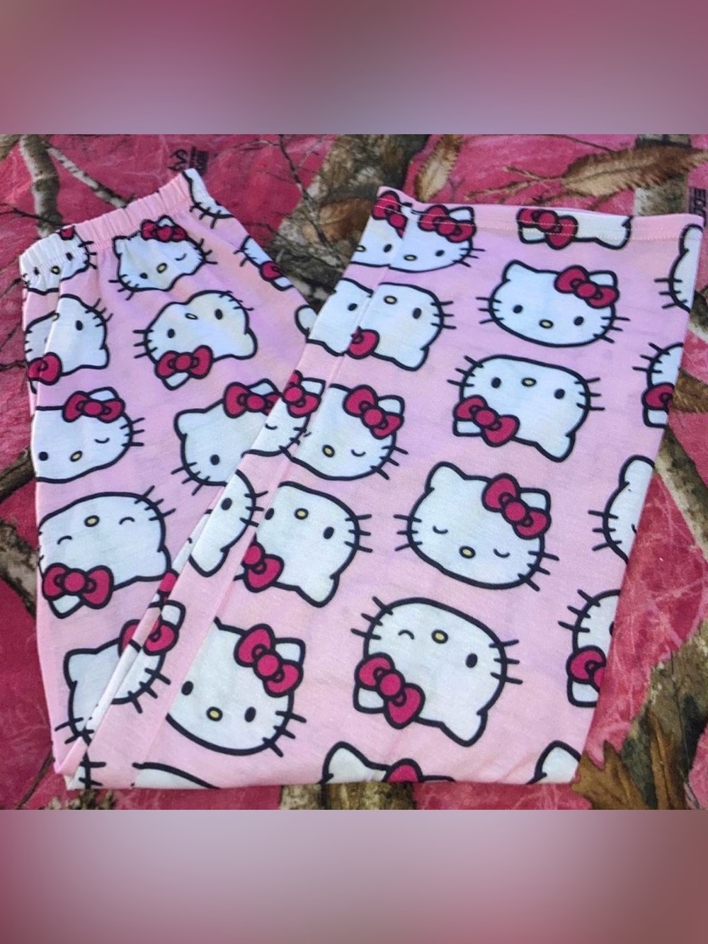 Hello Kitty Pink Bow Print Kids Pajama Bottoms